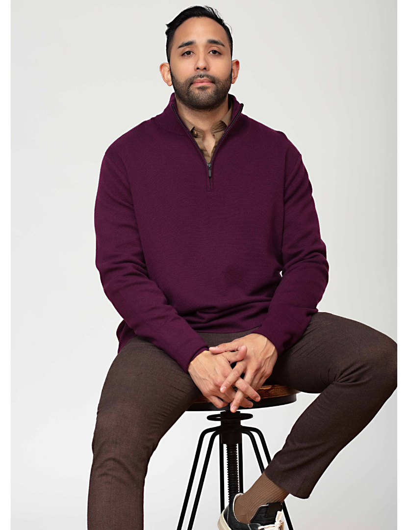 Burgundy half 2025 zip sweater